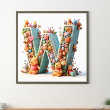 Load image into Gallery viewer, Diamond Painting - Full Round - 26 letters of the alphabet W for Winnie the Pooh (30*30CM)
