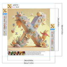 Load image into Gallery viewer, Diamond Painting - Full Round - 26 letters of the alphabet X for Winnie the Pooh (30*30CM)

