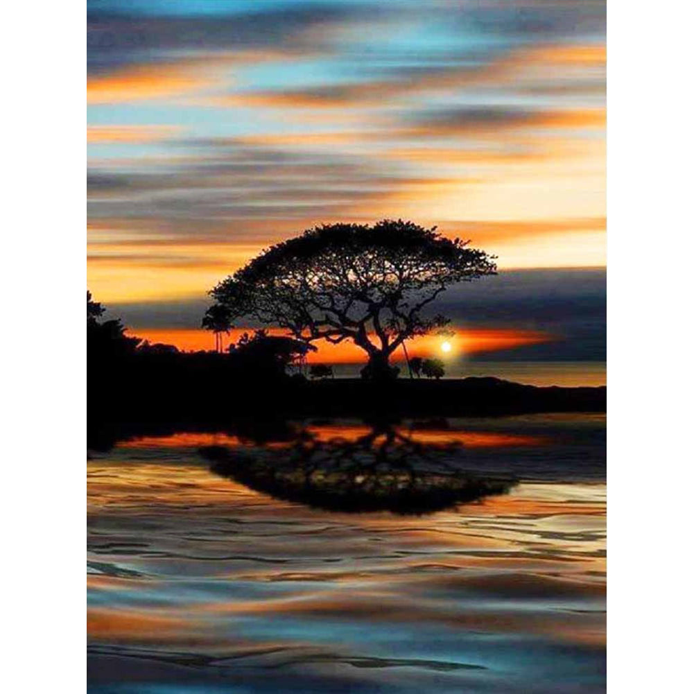 Diamond Painting - Full Round - Lonely tree at sunset (30*40CM)