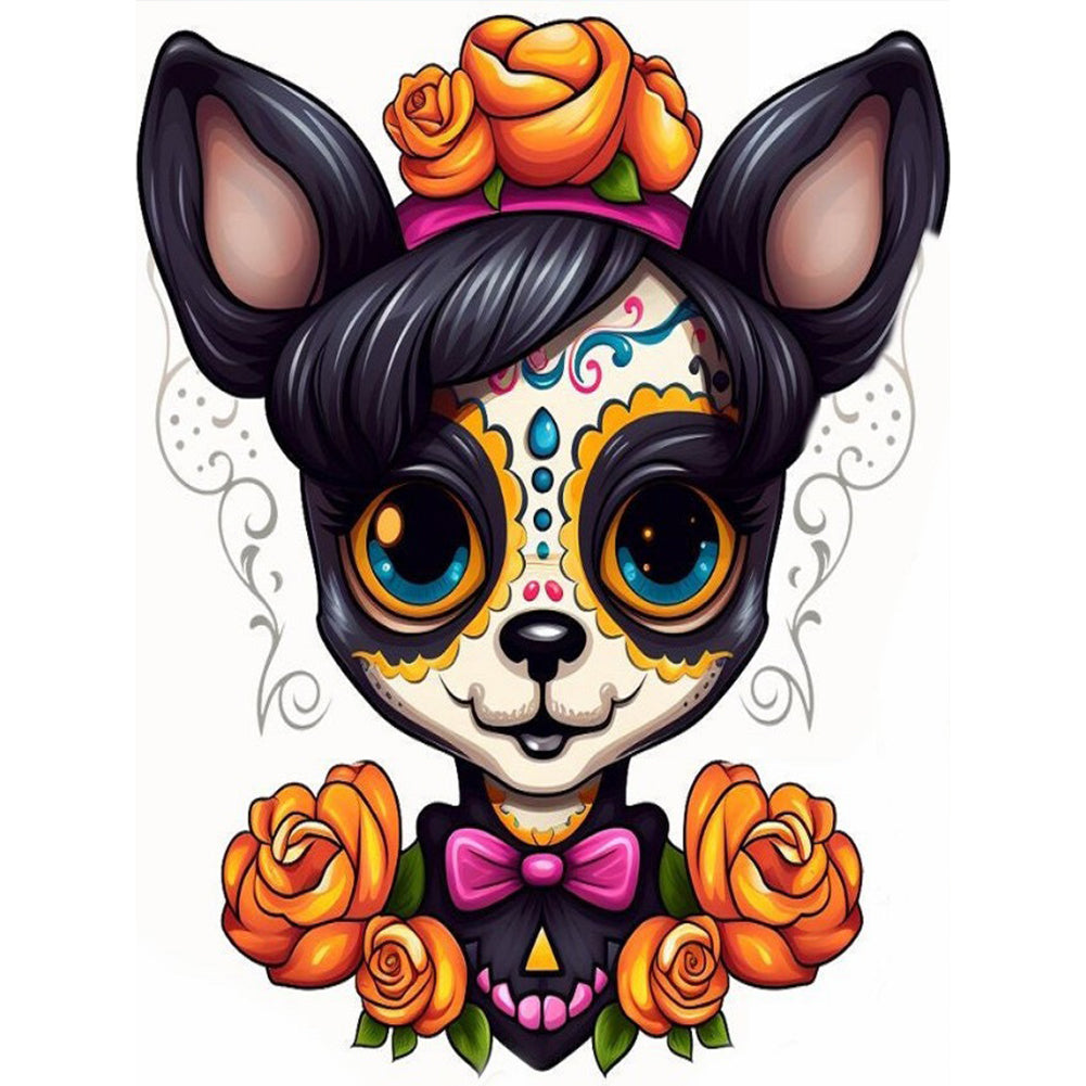Diamond Painting - Full Round - Halloween skeleton dog (30*40CM)