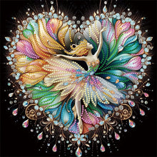 Load image into Gallery viewer, Diamond Painting - Partial Special Shaped - Dancer in a flowery dress in the heart of love (30*30CM)
