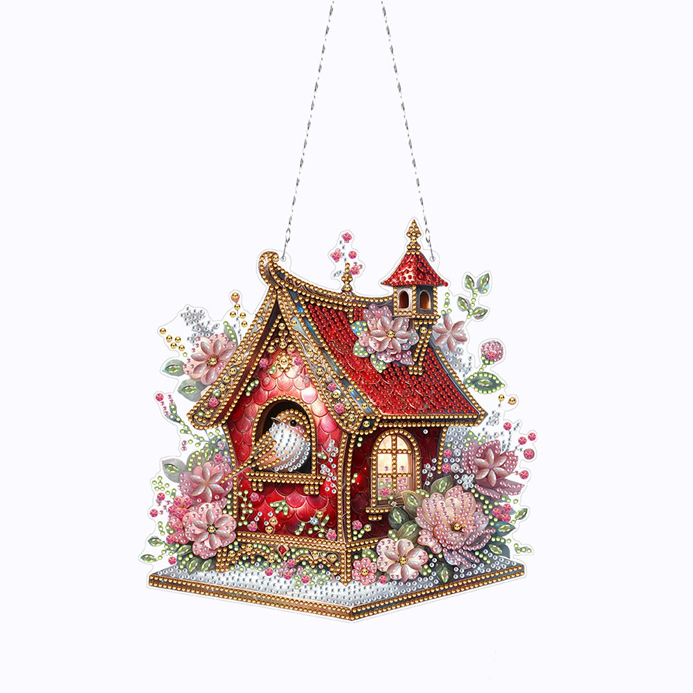 Double Sided Special Shape Flower Hut DIY Diamond Art Pendant Kit for Art Crafts