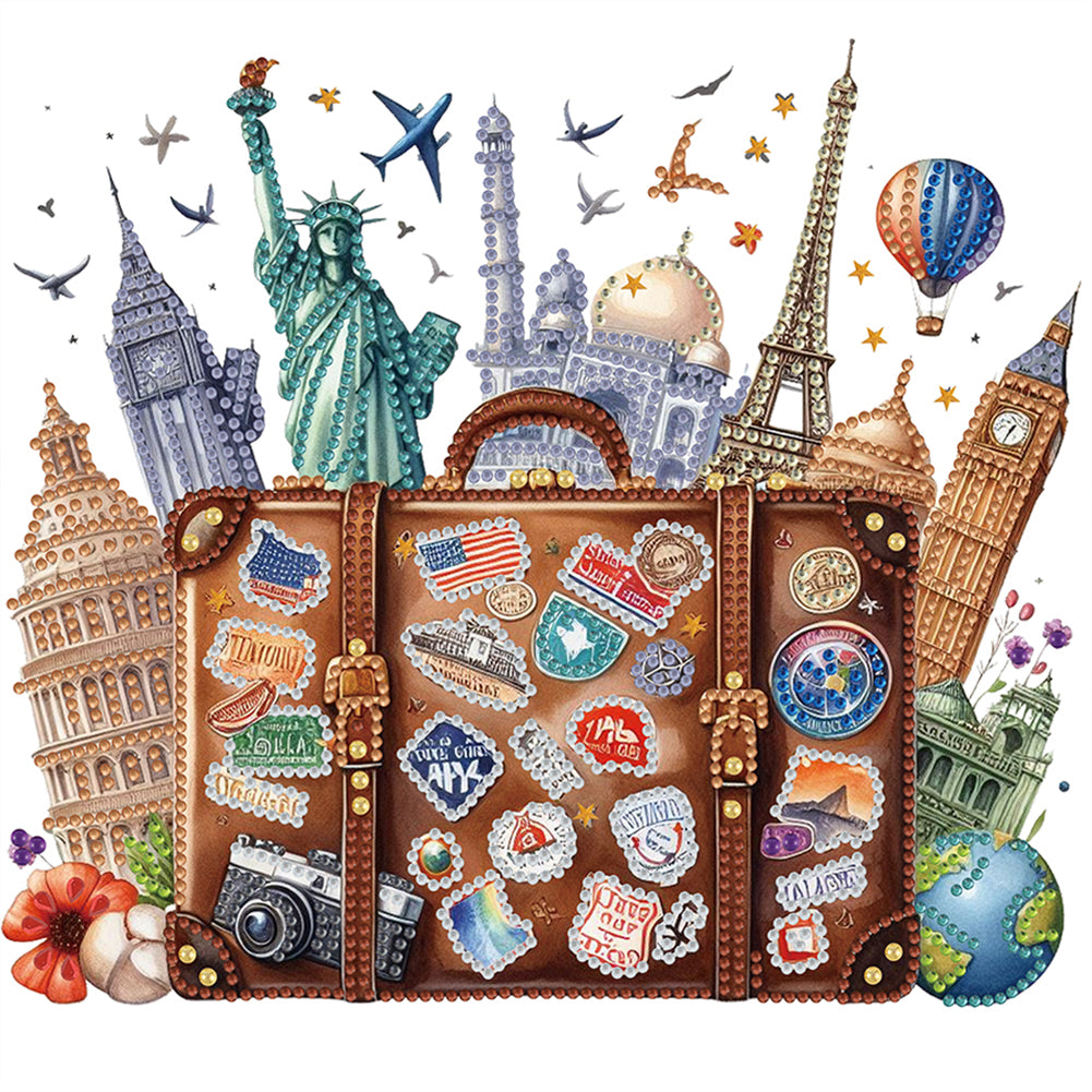Diamond Painting - Partial Special Shaped - Travel the world (30*30CM)