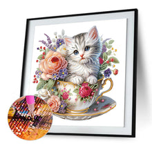 Load image into Gallery viewer, Diamond Painting - Partial Special Shaped - Cute cat in a cup (30*30CM)
