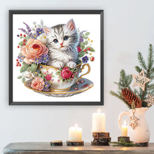 Load image into Gallery viewer, Diamond Painting - Partial Special Shaped - Cute cat in a cup (30*30CM)
