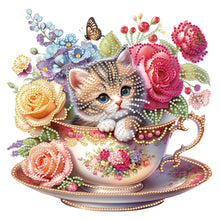 Load image into Gallery viewer, Diamond Painting - Partial Special Shaped - Cute cat in a cup (30*30CM)
