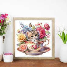 Load image into Gallery viewer, Diamond Painting - Partial Special Shaped - Cute cat in a cup (30*30CM)
