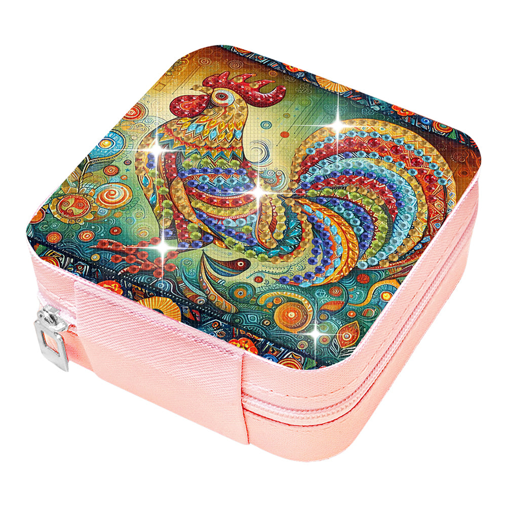 Special Shape Rooster Diamond Painting Jewelry Storage Box for Women Girls