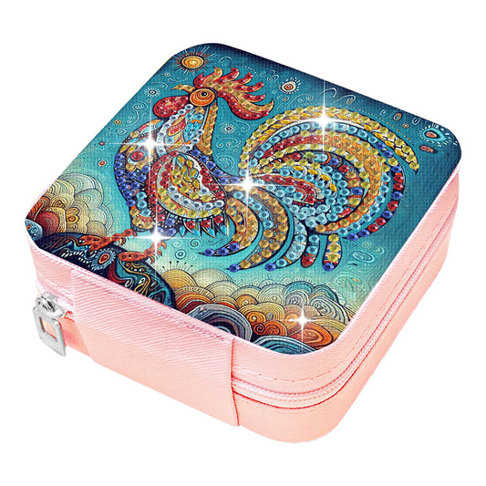 Special Shape Rooster Diamond Painting Jewelry Storage Box for Women Girls