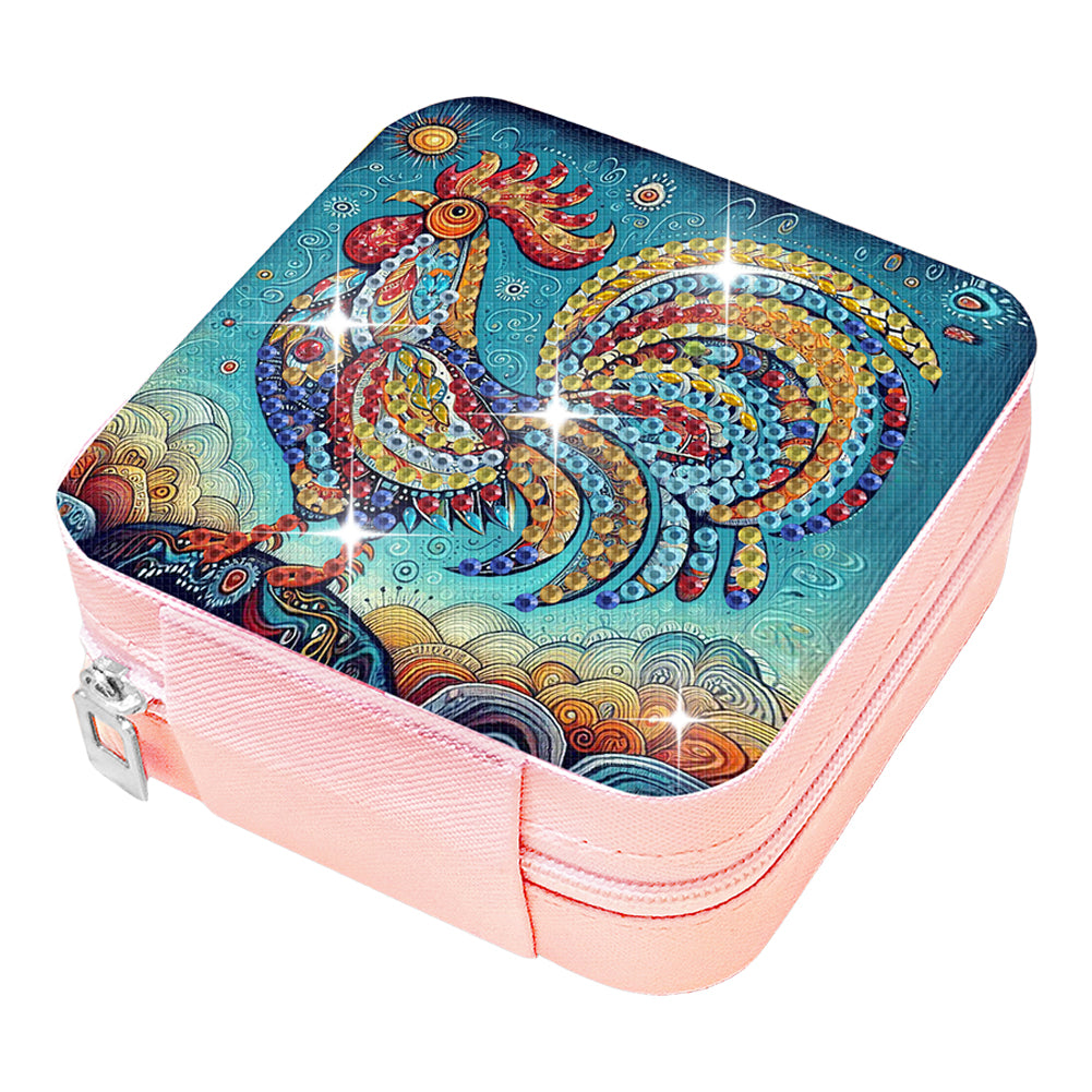 Special Shape Rooster Diamond Painting Jewelry Storage Box for Women Girls