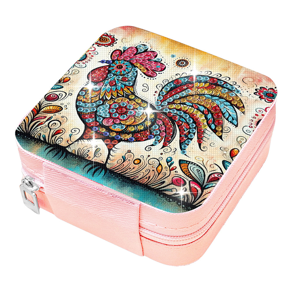 Special Shape Rooster Diamond Painting Jewelry Storage Box for Women Girls