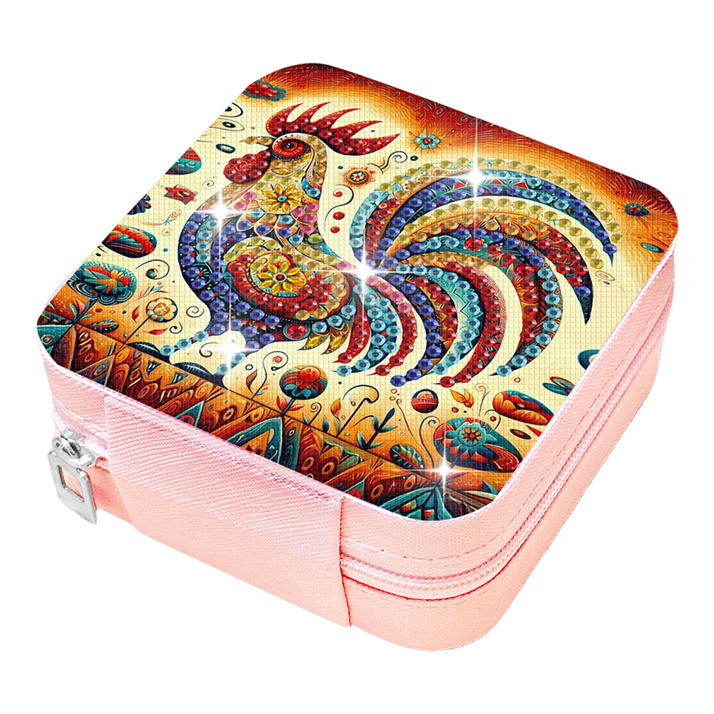 Special Shape Rooster Diamond Painting Jewelry Storage Box for Women Girls