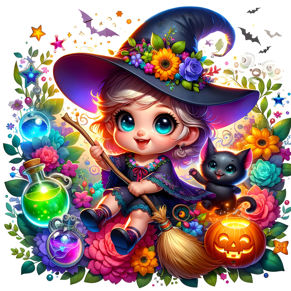 Diamond Painting - Full Round - Halloween witch (30*30CM)