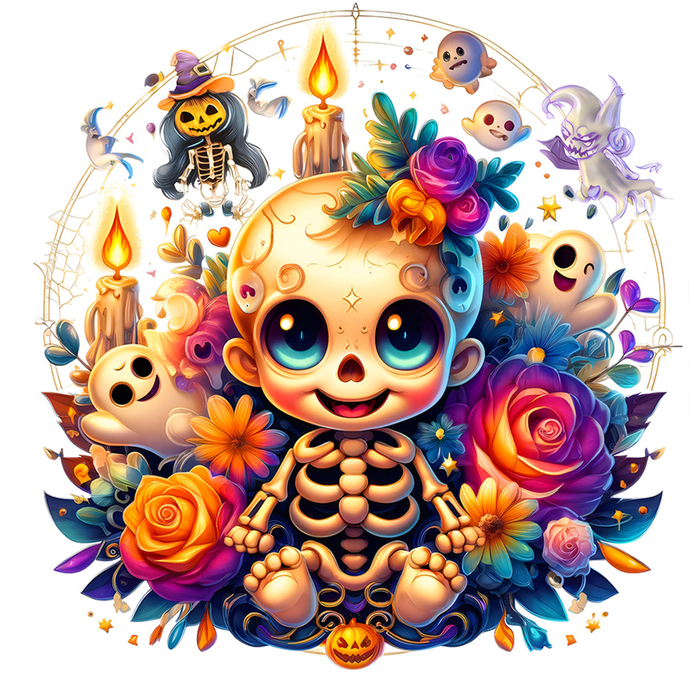 Diamond Painting - Full Round - Halloween skeleton (30*30CM)