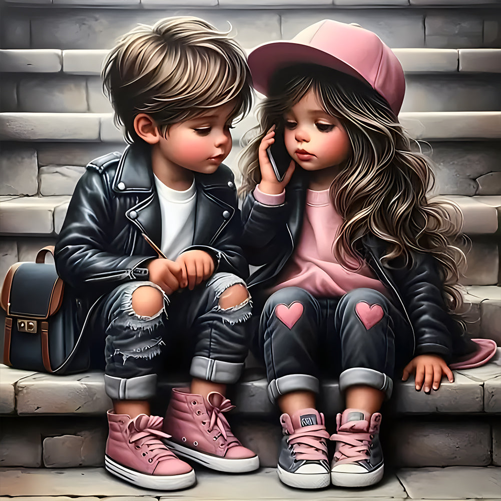 Diamond Painting - Full Round - Cute child (40*40CM)