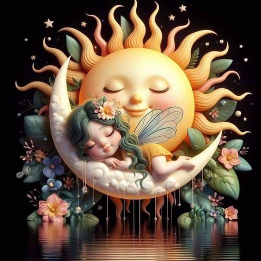 Diamond Painting - Full Round - Star and moon baby (30*30CM)