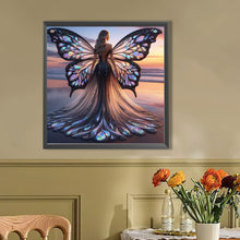 Load image into Gallery viewer, AB Diamond Painting - Full Round - Butterfly girl on the beach (40*40CM)
