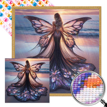 Load image into Gallery viewer, AB Diamond Painting - Full Round - Butterfly girl on the beach (40*40CM)
