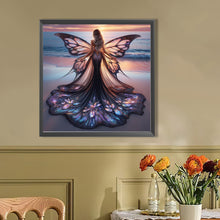 Load image into Gallery viewer, AB Diamond Painting - Full Round - Butterfly girl on the beach (40*40CM)
