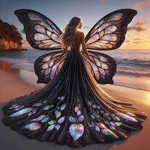 Load image into Gallery viewer, AB Diamond Painting - Full Round - Butterfly girl on the beach (40*40CM)

