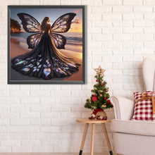 Load image into Gallery viewer, AB Diamond Painting - Full Round - Butterfly girl on the beach (40*40CM)
