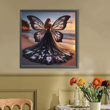 Load image into Gallery viewer, AB Diamond Painting - Full Round - Butterfly girl on the beach (40*40CM)
