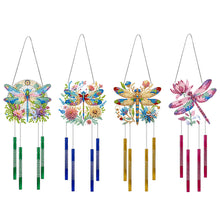 Load image into Gallery viewer, 4Pcs Double Sided Acrylic Dragonfly Diamond Painting Wind Chimes Pendant Kit
