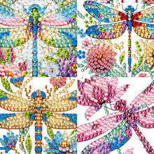 Load image into Gallery viewer, 4Pcs Double Sided Acrylic Dragonfly Diamond Painting Wind Chimes Pendant Kit
