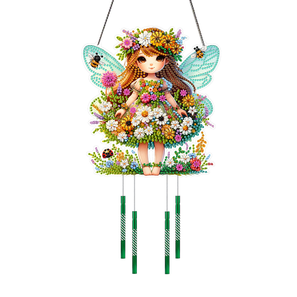 Spring Girl Double Sided Acrylic Special Shape DIY Diamond Painting Wind Chime