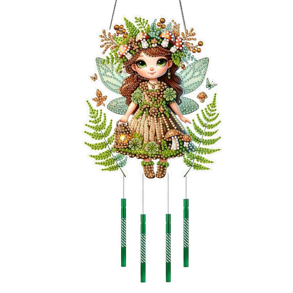 Forest Girl Double Sided Acrylic Special Shape DIY Diamond Painting Wind Chime