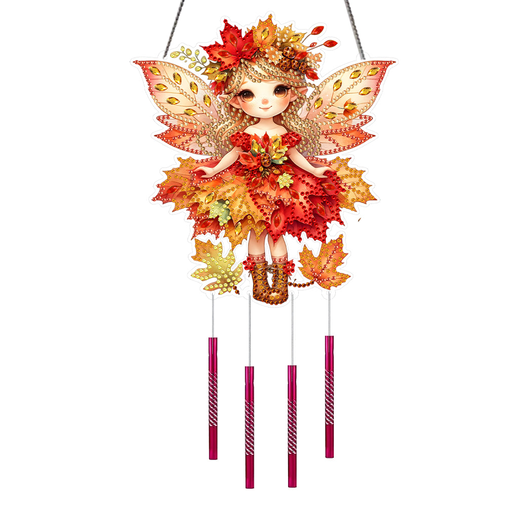 Autumn Girl Double Sided Acrylic Special Shape DIY Diamond Painting Wind Chime