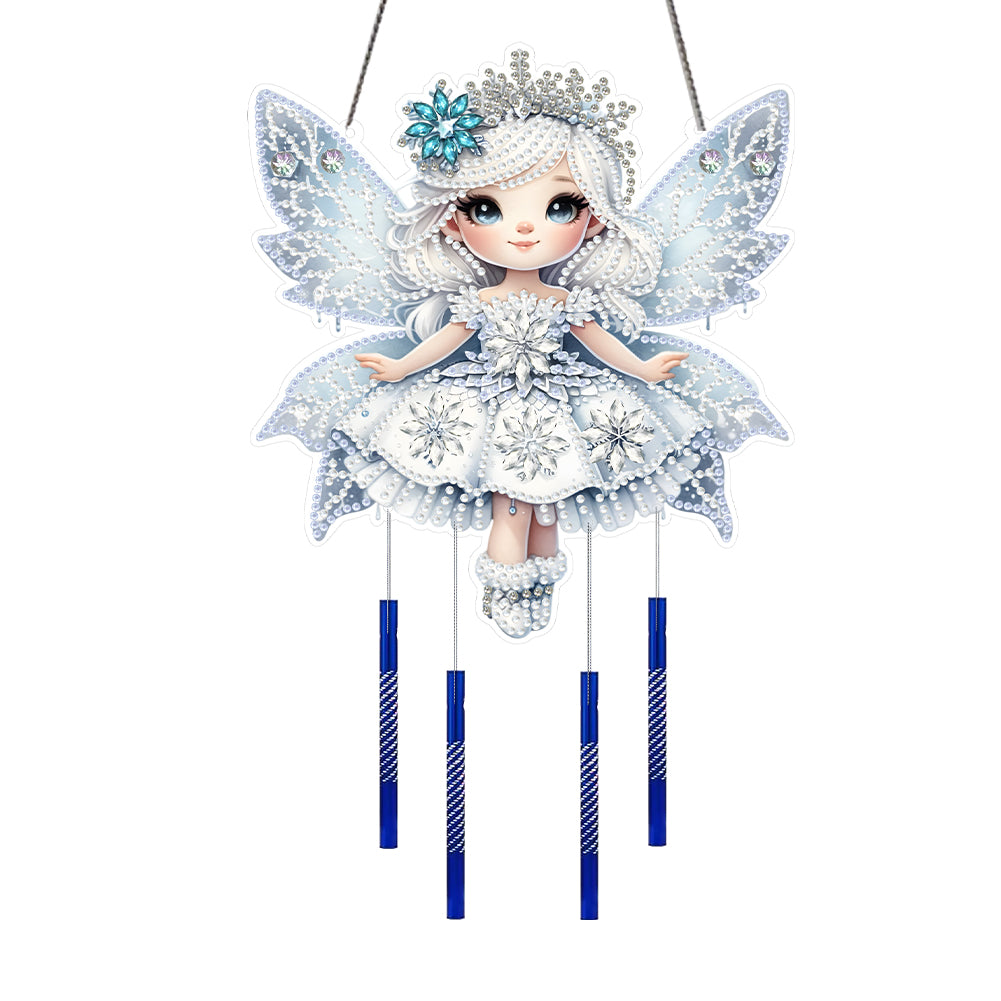 Winter Girl Double Sided Acrylic Special Shape DIY Diamond Painting Wind Chime
