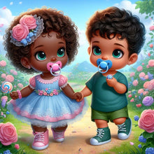 Load image into Gallery viewer, Diamond Painting - Full Round - Girl and boy (40*40CM)
