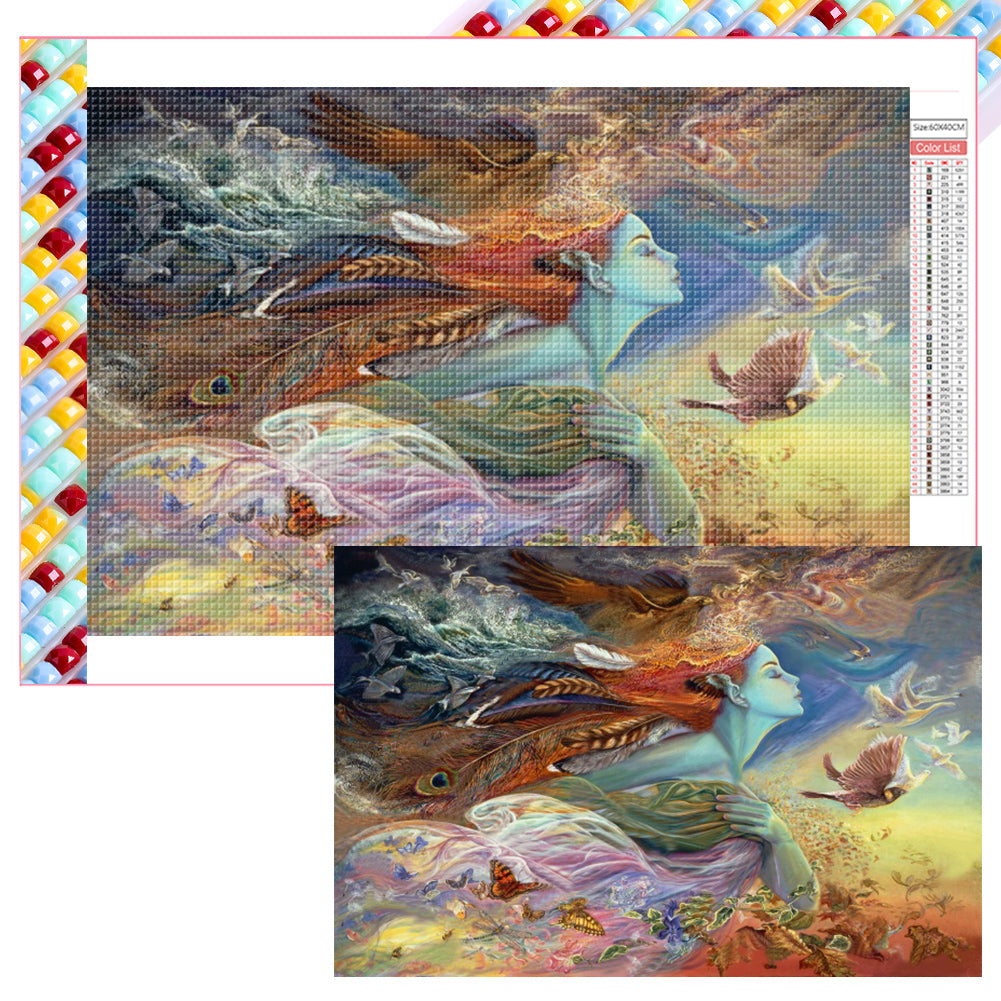 Diamond Painting - Full Square - Flying bird woman (60*40CM)