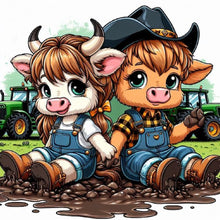 Load image into Gallery viewer, Diamond Painting - Full Round - Two cows (30*30CM)
