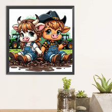 Load image into Gallery viewer, Diamond Painting - Full Round - Two cows (30*30CM)

