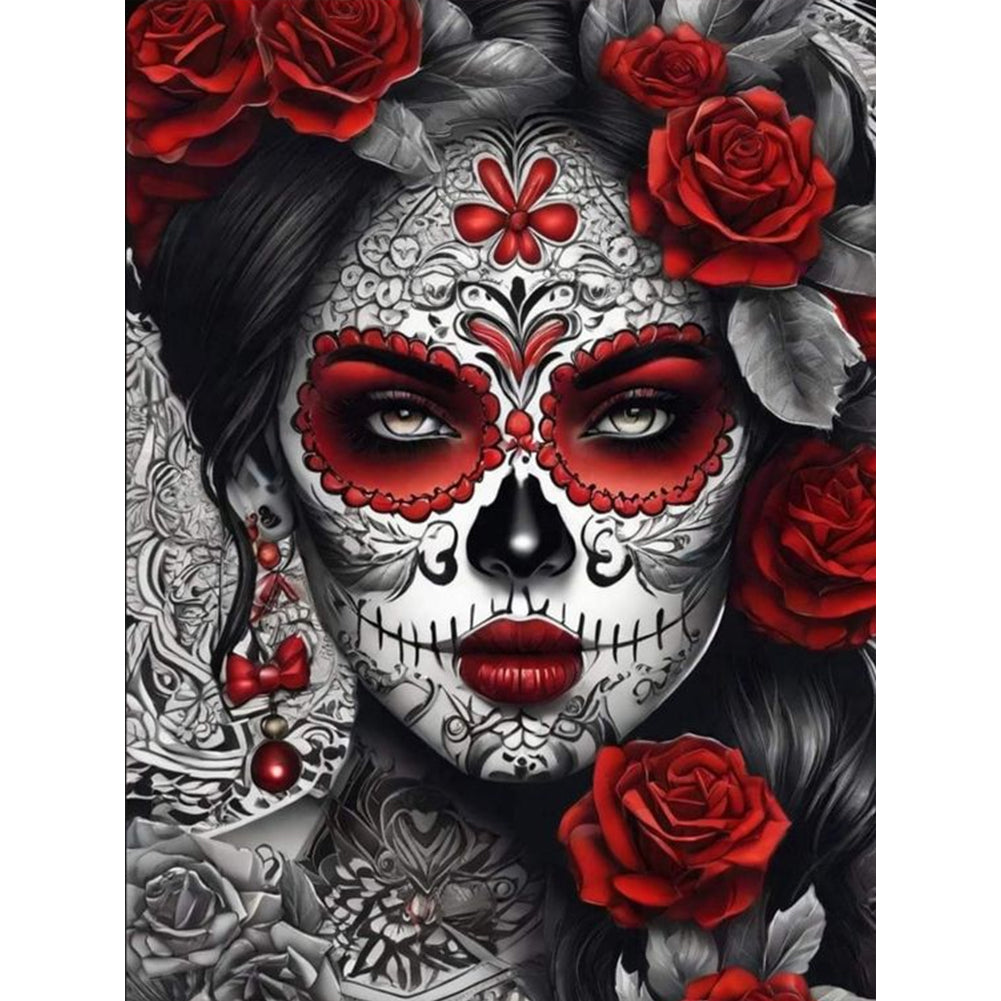 Diamond Painting - Full Round - Girl with ghost makeup (30*40CM)