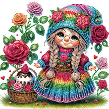 Load image into Gallery viewer, Diamond Painting - Partial Special Shaped - Girl with flowers (30*30CM)
