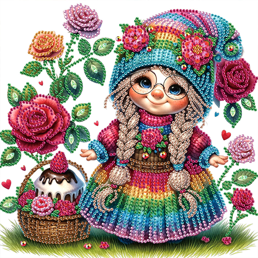 Diamond Painting - Partial Special Shaped - Girl with flowers (30*30CM)