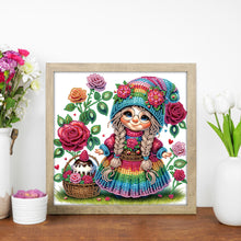 Load image into Gallery viewer, Diamond Painting - Partial Special Shaped - Girl with flowers (30*30CM)
