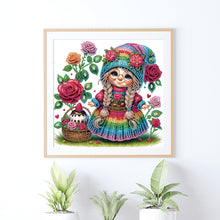 Load image into Gallery viewer, Diamond Painting - Partial Special Shaped - Girl with flowers (30*30CM)
