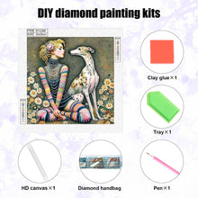 Load image into Gallery viewer, Diamond Painting - Partial Special Shaped - Girl and dog (30*30CM)
