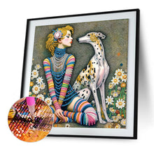 Load image into Gallery viewer, Diamond Painting - Partial Special Shaped - Girl and dog (30*30CM)
