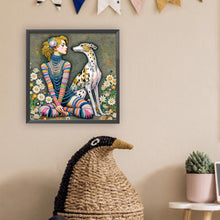 Load image into Gallery viewer, Diamond Painting - Partial Special Shaped - Girl and dog (30*30CM)
