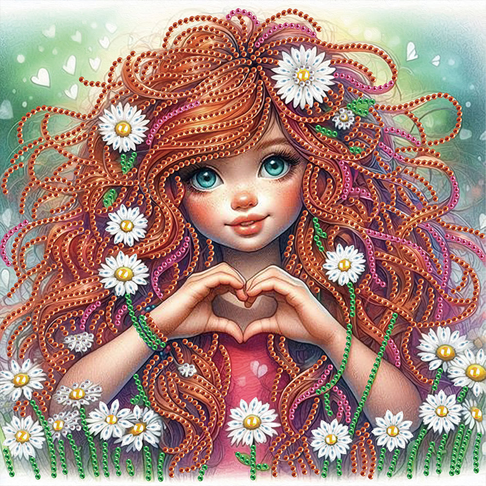 Diamond Painting - Partial Special Shaped - Girl with curly hair (30*30CM)