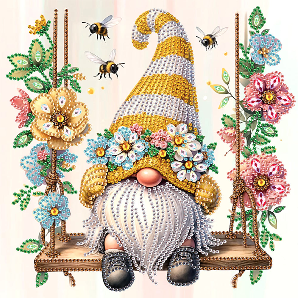 Diamond Painting - Partial Special Shaped - Flower gnome (30*30CM)