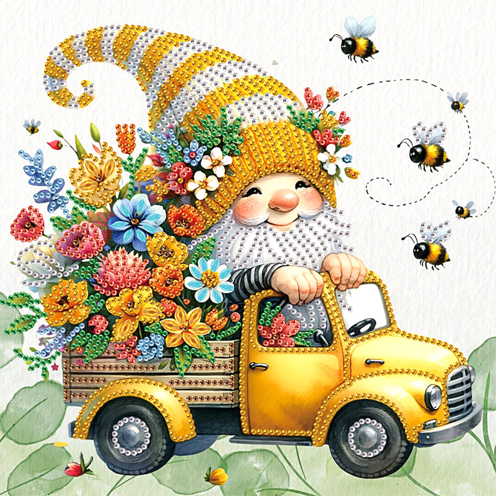Diamond Painting - Partial Special Shaped - Flower gnome (30*30CM)