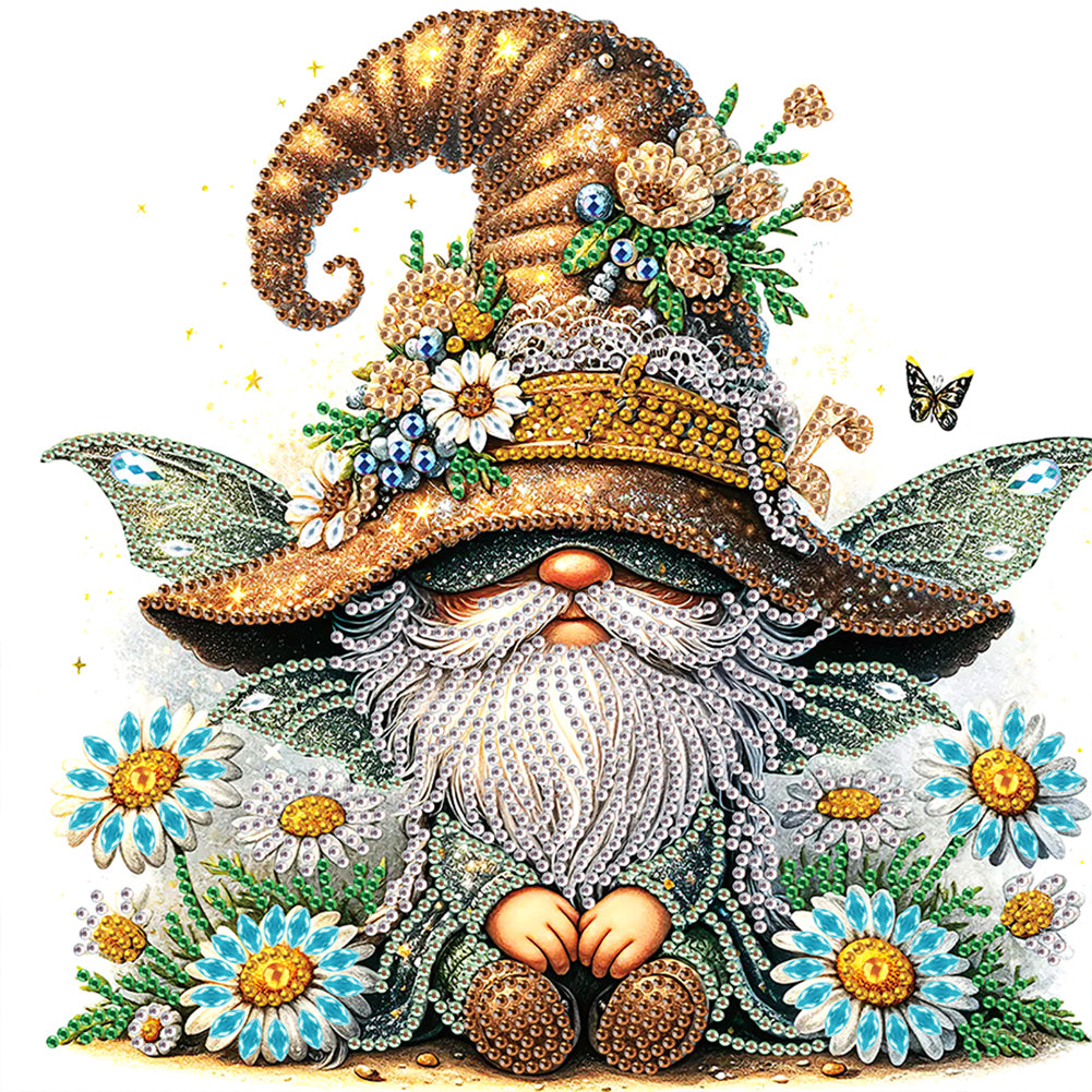 Diamond Painting - Partial Special Shaped - Flower gnome (30*30CM)
