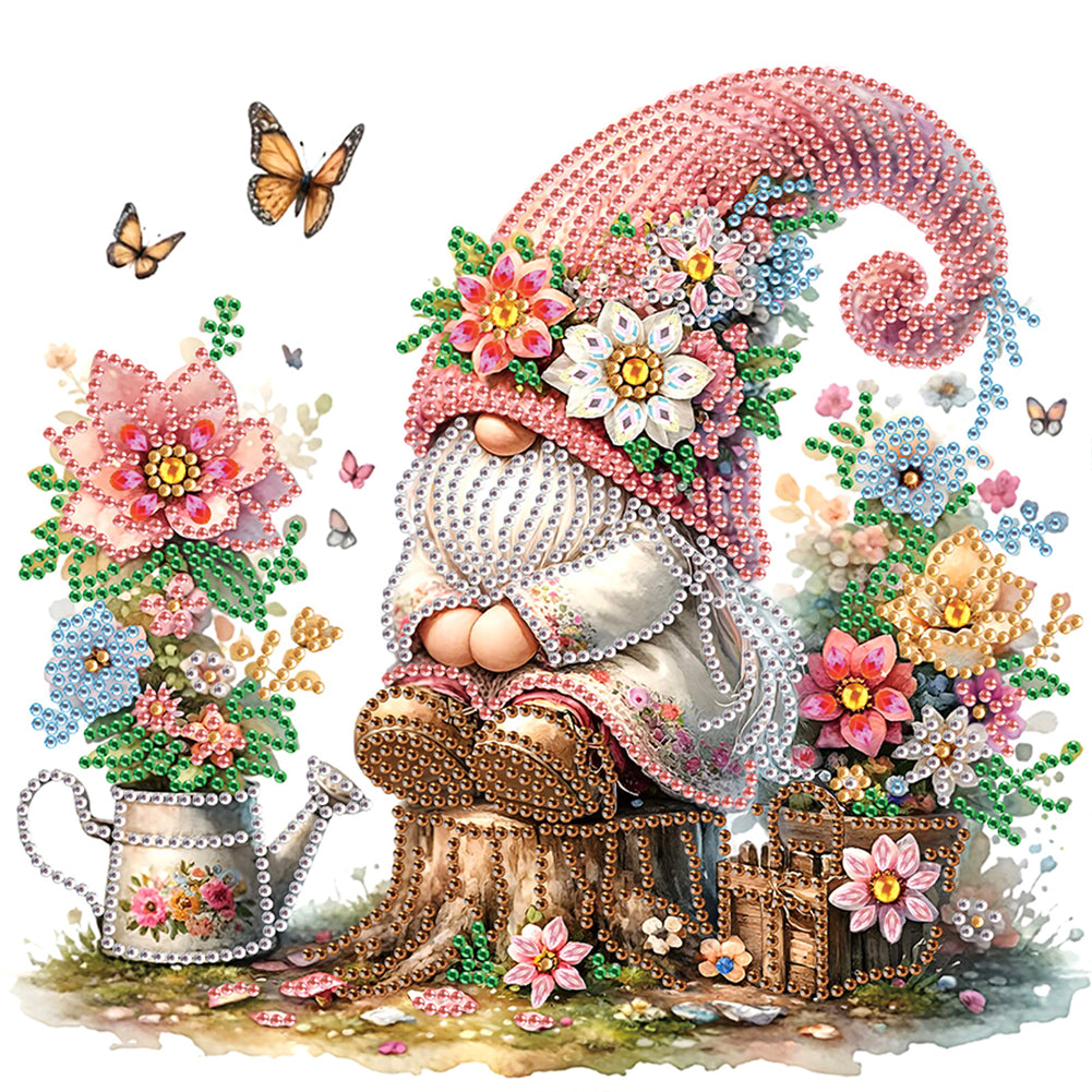 Diamond Painting - Partial Special Shaped - Flower gnome (30*30CM)