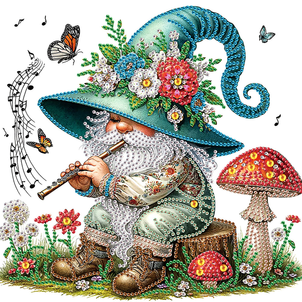 Diamond Painting - Partial Special Shaped - Flower gnome (30*30CM)